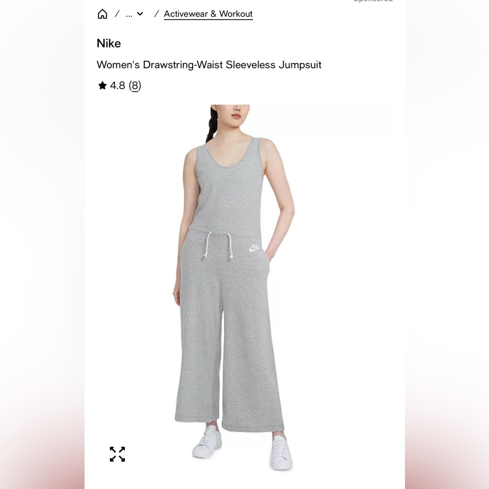 Nike Vintage Style Drawstring Waist Sleeveless Jumpsuit